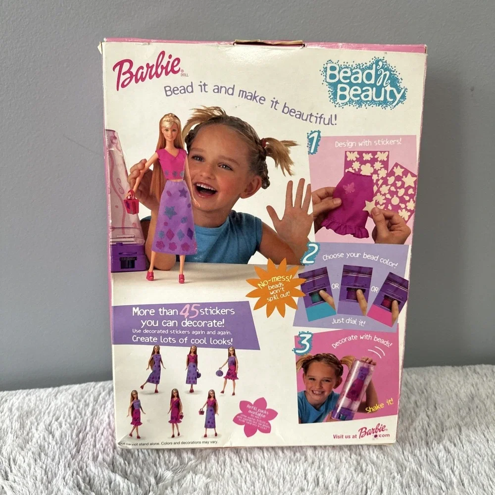 2001 Bead 'n Beauty‎ Glitzerperlen Barbie Puppe / 2 Outfits / Mattel 52745, NrfB